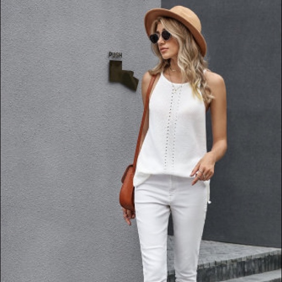 New White Keyhole Tank Top - Picture 8 of 13